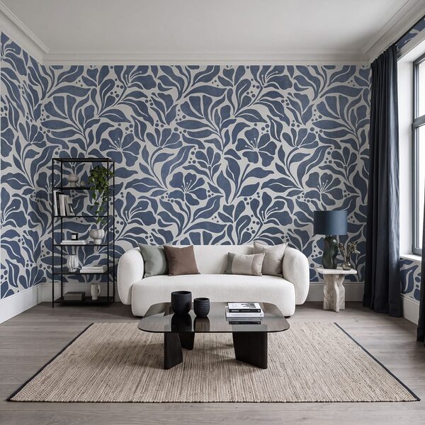 Wall mural Blue and white floral pattern (SKU: t01114v1) Wall mural Blue and white floral pattern (SKU: t01114v1)