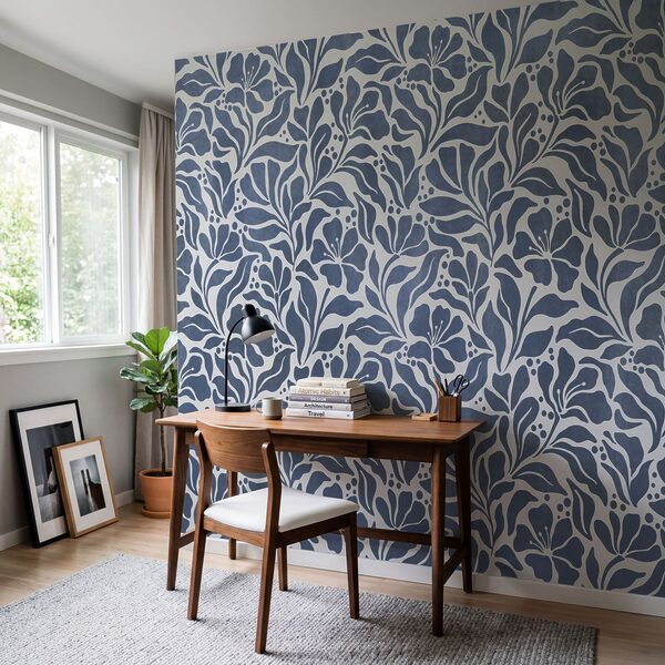 Wall mural Blue and white floral pattern (SKU: t01114v1) Wall mural Blue and white floral pattern (SKU: t01114v1)