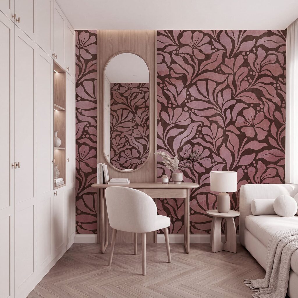 Wall mural Pattern of pink flowers (SKU: t01114v2) Wall mural Pattern of pink flowers (SKU: t01114v2)