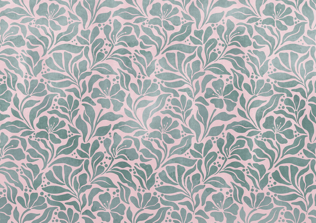 Wall mural Pattern of leaves on a pink background (SKU: t01114v3) Wall mural Pattern of leaves on a pink background (SKU: t01114v3)