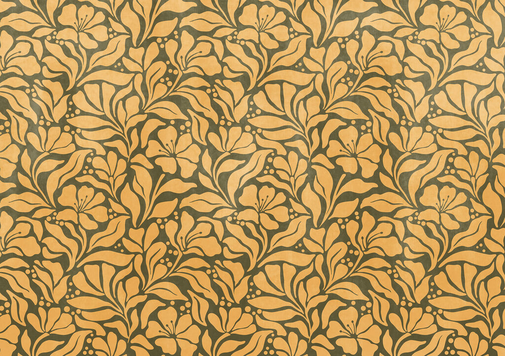 Wall mural Pattern of leaves and flowers (SKU: t01114v4) Wall mural Pattern of leaves and flowers (SKU: t01114v4)