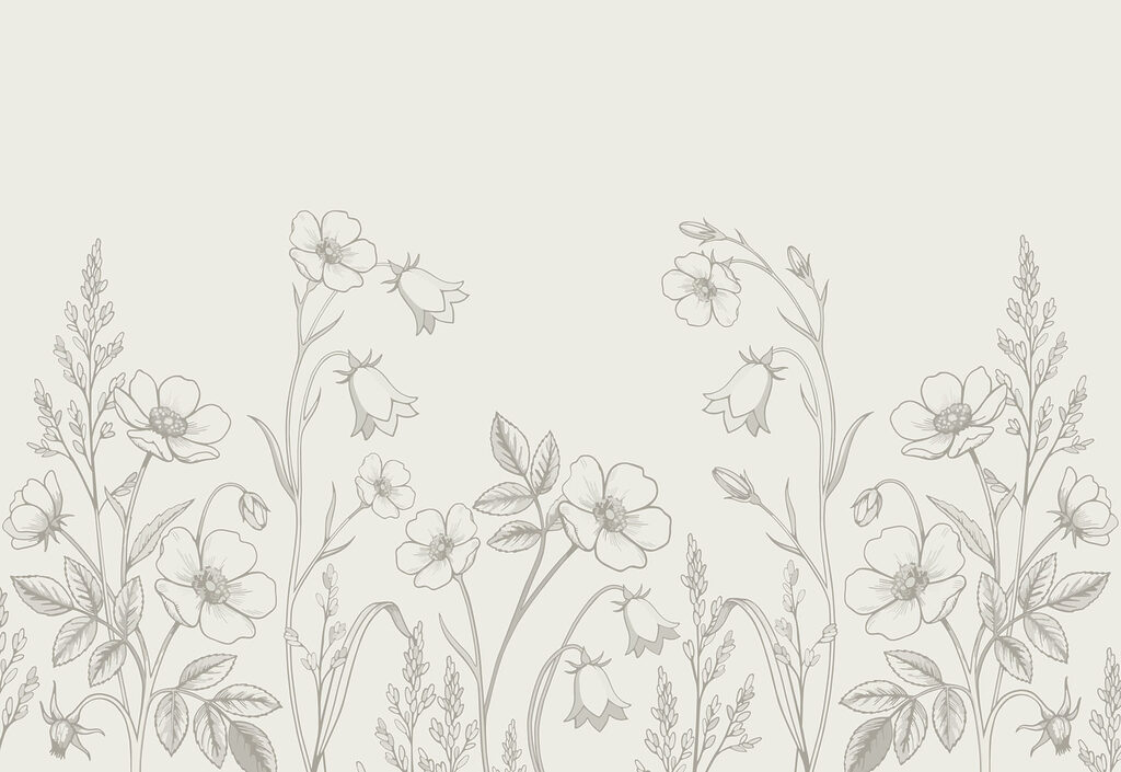 Wall mural Line of flowers and plants (SKU: t01071)