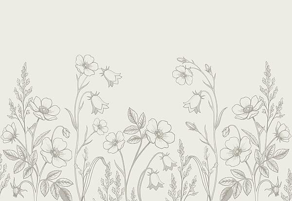 Wall mural Line of flowers and plants (SKU: t01071)