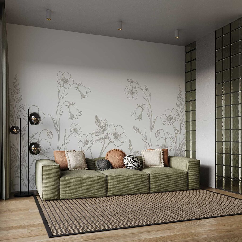 Wall mural Line of flowers and plants (SKU: t01071)