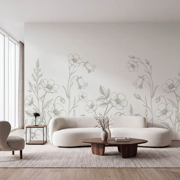 Wall mural Line of flowers and plants (SKU: t01071)
