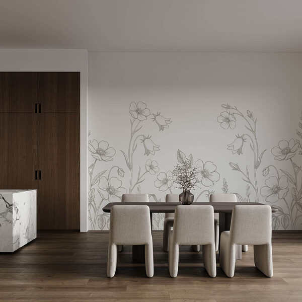Wall mural Line of flowers and plants (SKU: t01071)