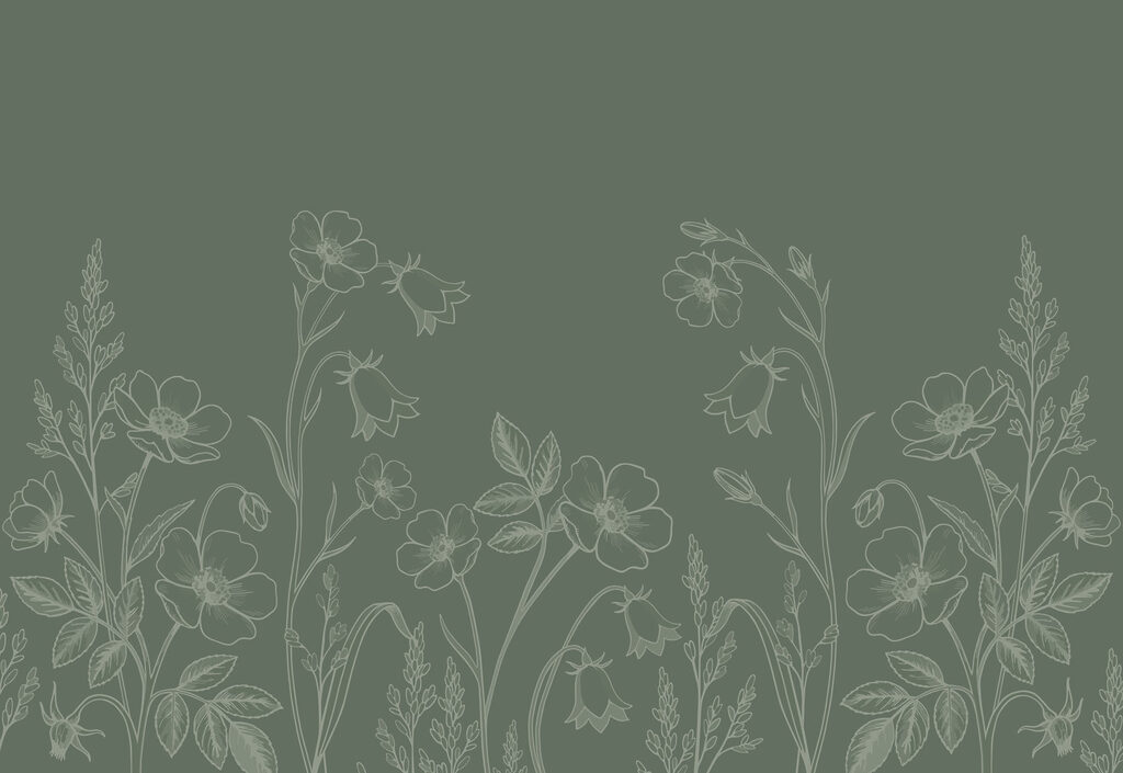 Wall mural Line of flowers and plants (SKU: t01071v1)