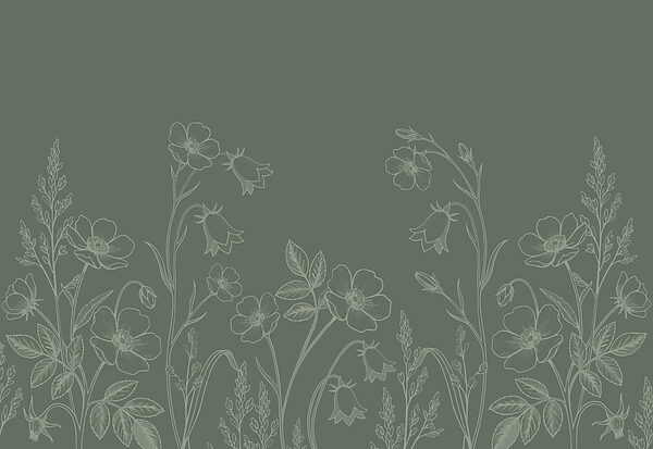 Wall mural Line of flowers and plants (SKU: t01071v1)