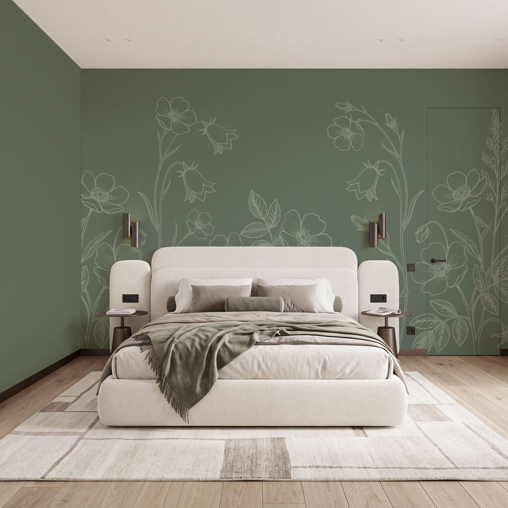 Wall mural Line of flowers and plants (SKU: t01071v1)