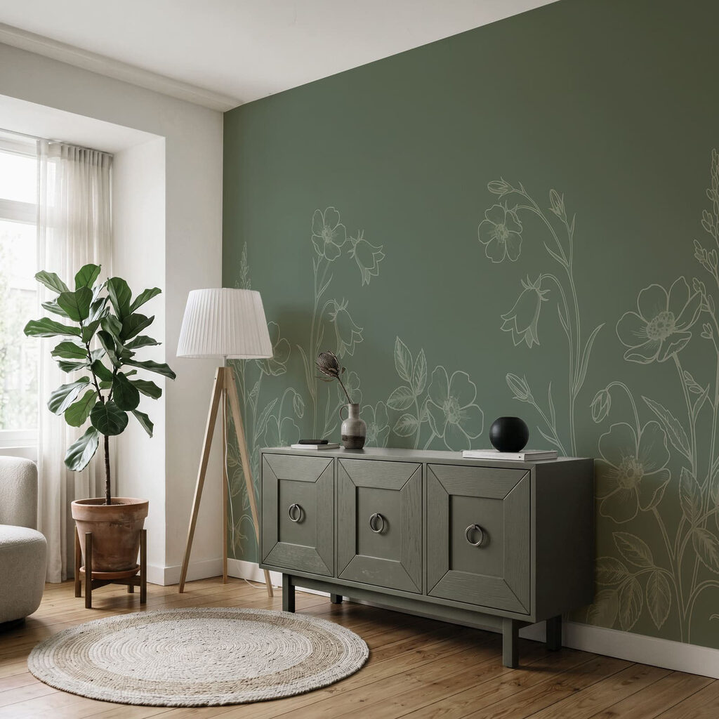 Wall mural Line of flowers and plants (SKU: t01071v1)