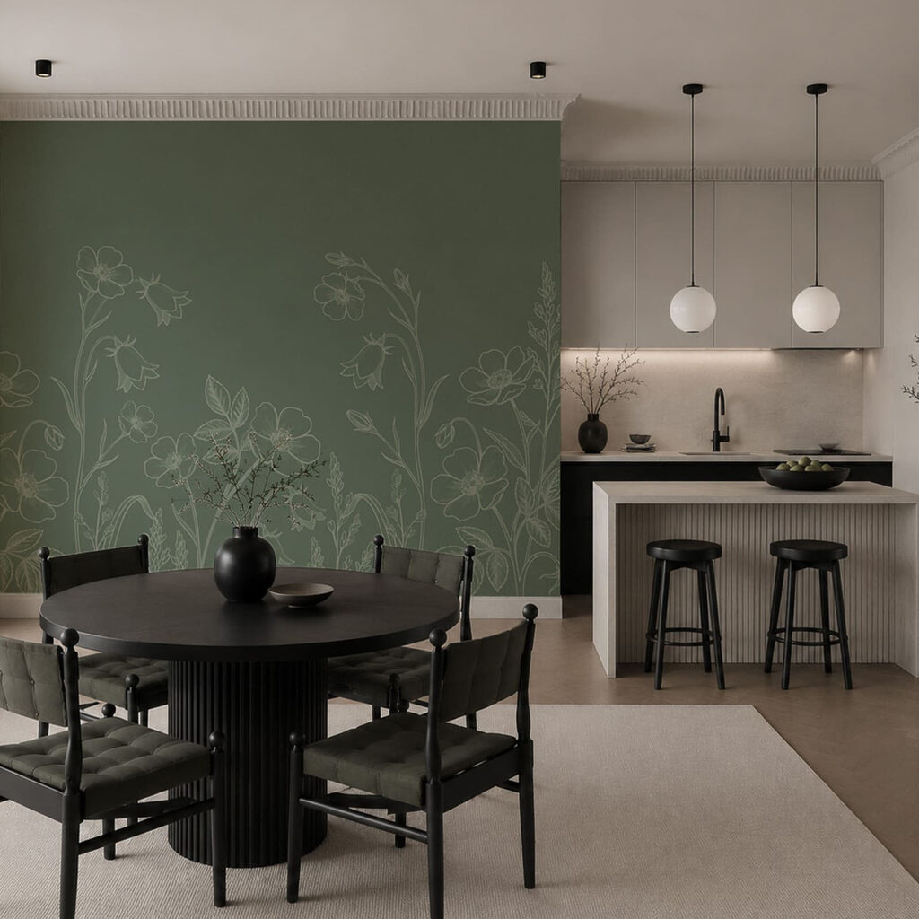 Wall mural Line of flowers and plants (SKU: t01071v1)