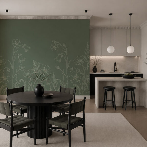 Wall mural Line of flowers and plants (SKU: t01071v1)