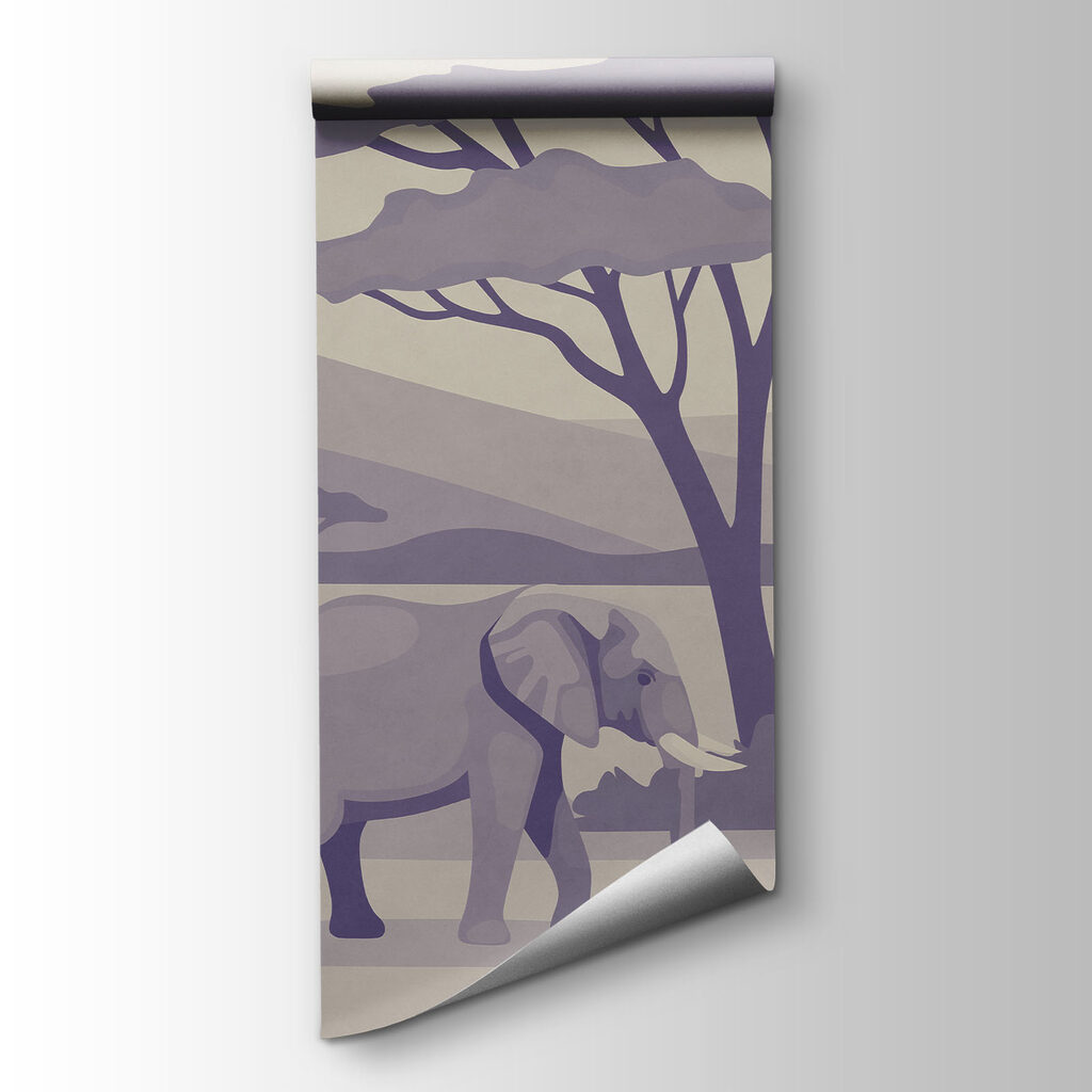Wall mural Group of elephants and giraffes in a field (SKU: t01076v2) Wall mural Group of elephants and giraffes in a field (SKU: t01076v2)