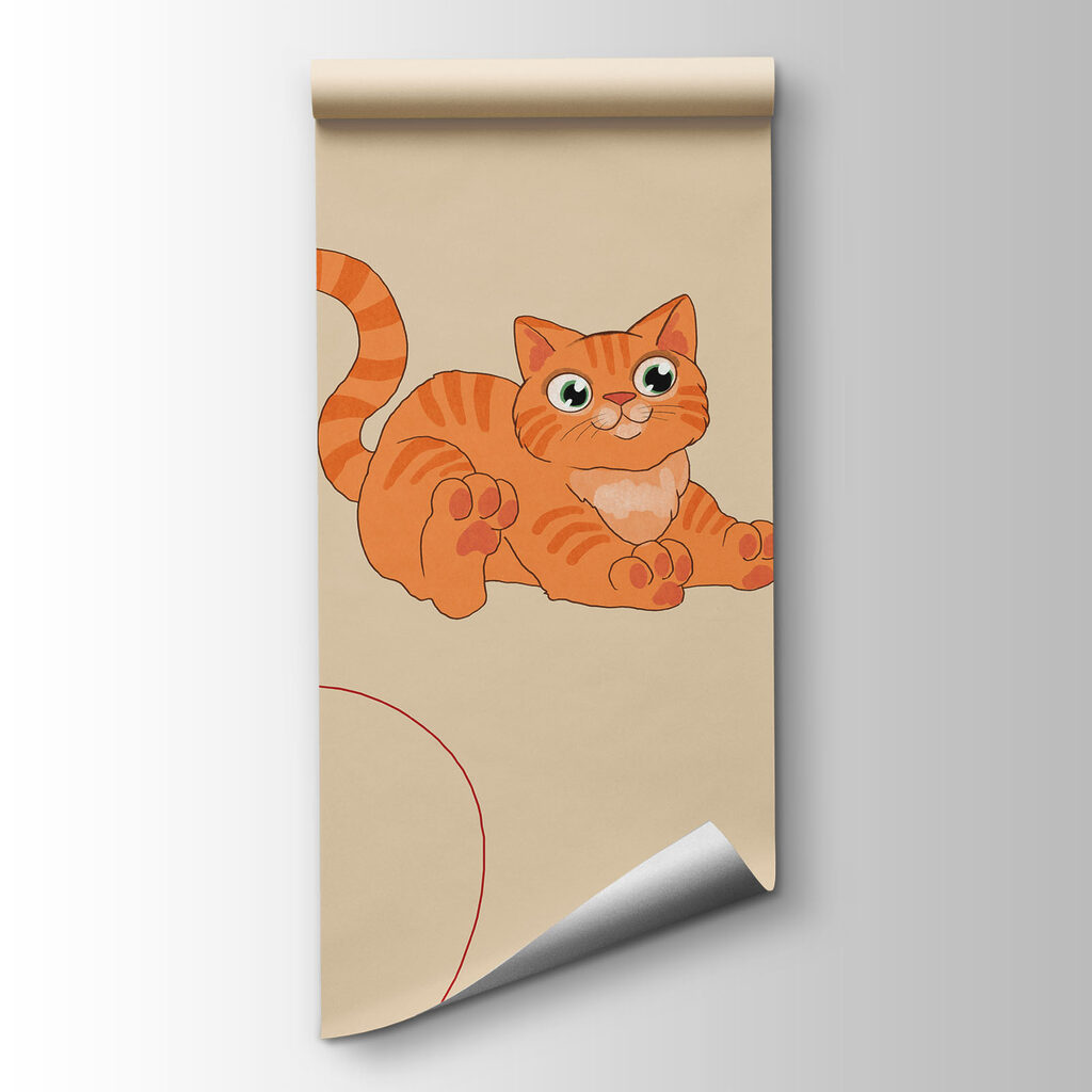 Wall mural Pattern of cats and a ball (SKU: t01105) Wall mural Pattern of cats and a ball (SKU: t01105)