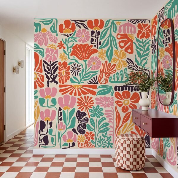 Wall mural Group of flowers and leaves (SKU: t01106)