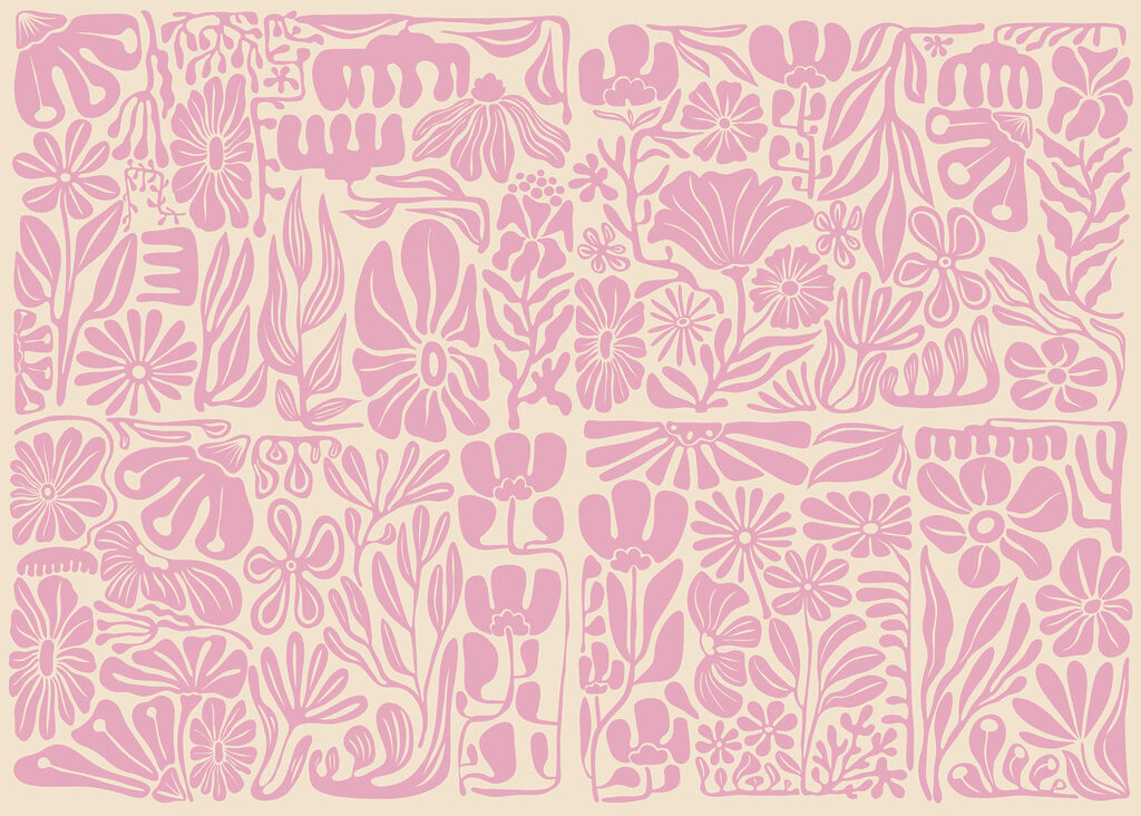 Wall mural Pink and white floral pattern (SKU: t01106v1) Wall mural Pink and white floral pattern (SKU: t01106v1)