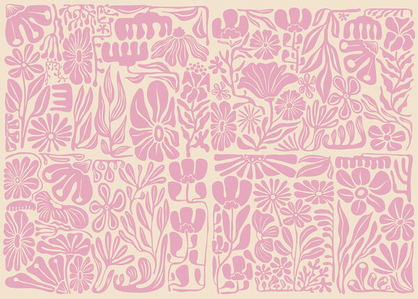 Wall mural Pink and white floral pattern (SKU: t01106v1) Wall mural Pink and white floral pattern (SKU: t01106v1)