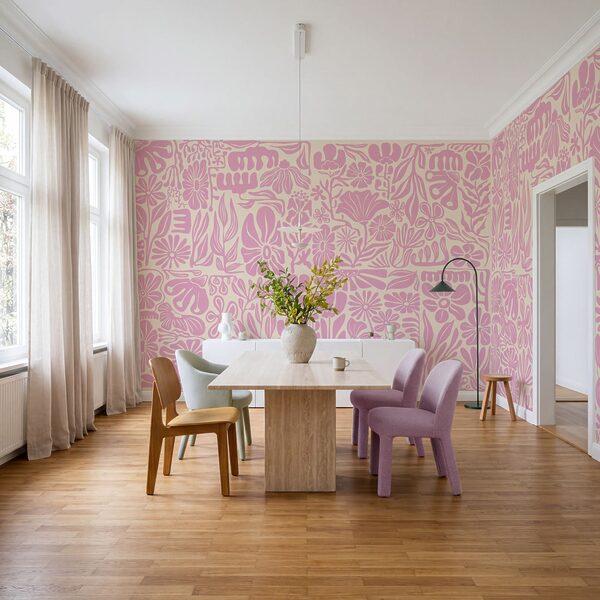 Wall mural Pink and white floral pattern (SKU: t01106v1) Wall mural Pink and white floral pattern (SKU: t01106v1)