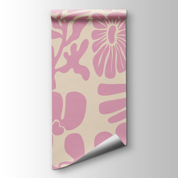 Wall mural Pink and white floral pattern (SKU: t01106v1) Wall mural Pink and white floral pattern (SKU: t01106v1)