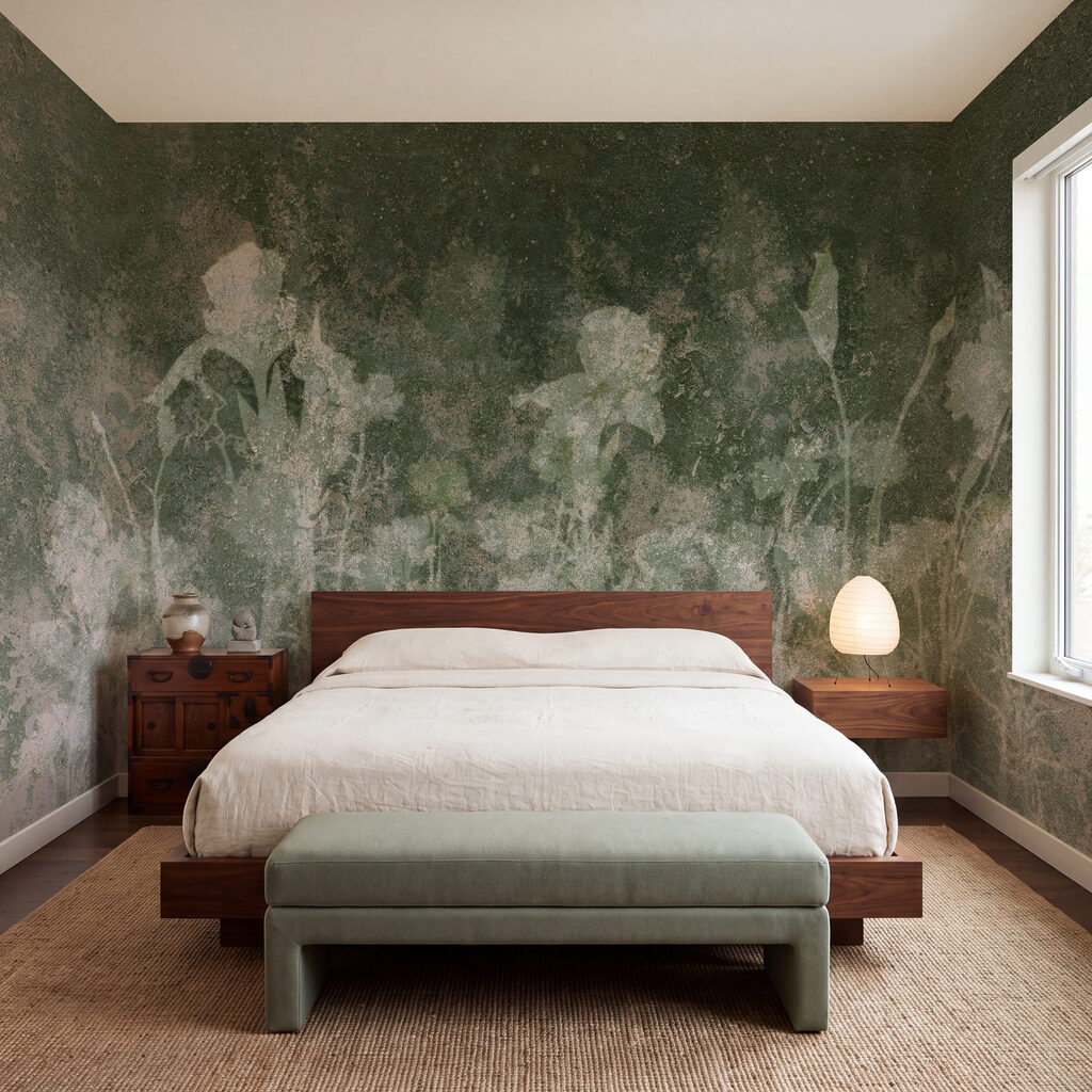 Wall mural Faded flowers in soft green tones (SKU: t01116v3)