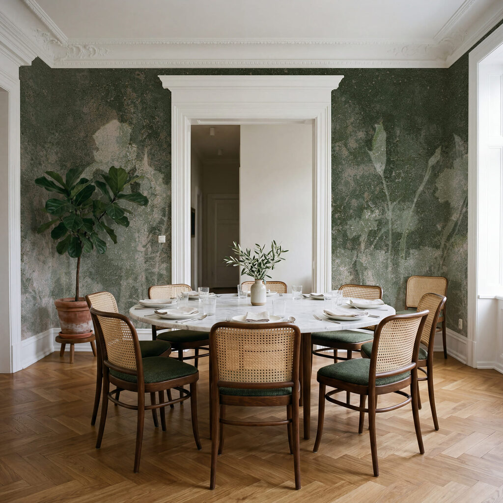 Wall mural Faded flowers in soft green tones (SKU: t01116v3)