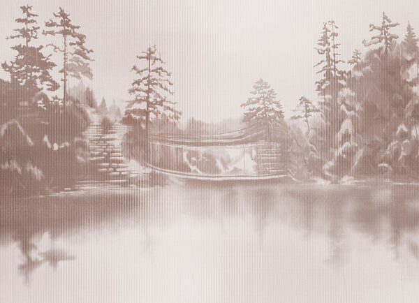 Wall mural Water with trees and a bridge (SKU: t01117v1)