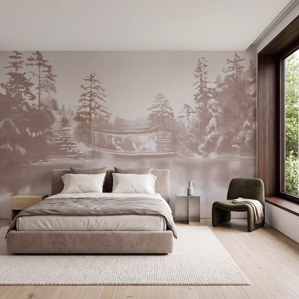 Wall mural Water with trees and a bridge (SKU: t01117v1)