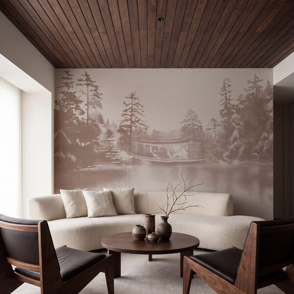 Wall mural Water with trees and a bridge (SKU: t01117v1)