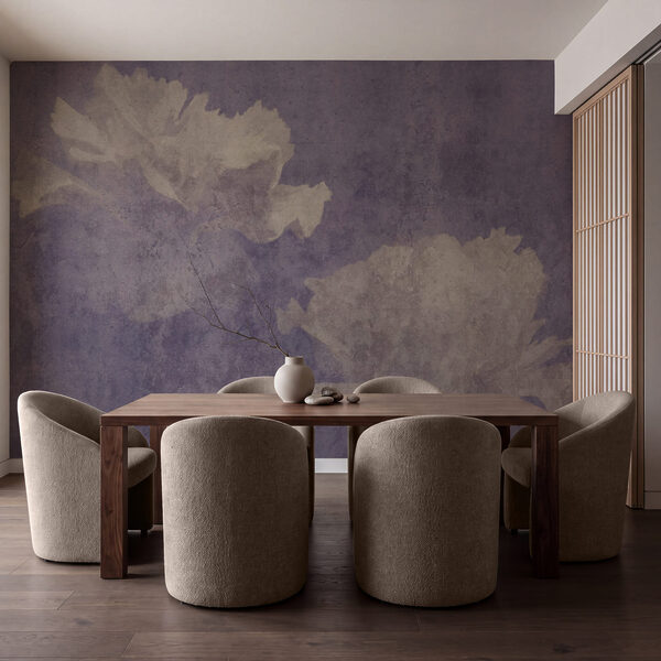 Wall mural White flowers on a purple background (SKU: t01118) Wall mural White flowers on a purple background (SKU: t01118)