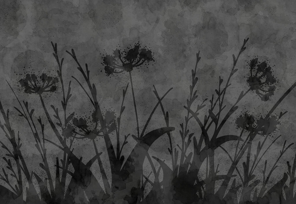 Wall mural Black and white image of flowers (SKU: t01087)
