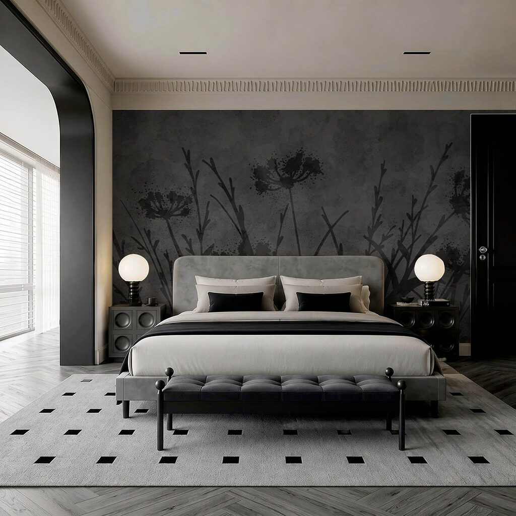 Wall mural Black and white image of flowers (SKU: t01087)