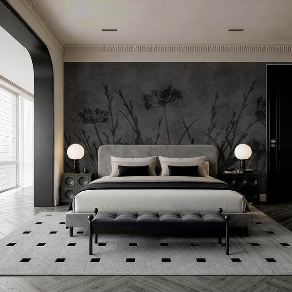 Wall mural Black and white image of flowers (SKU: t01087)