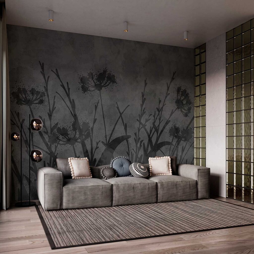 Wall mural Black and white image of flowers (SKU: t01087)