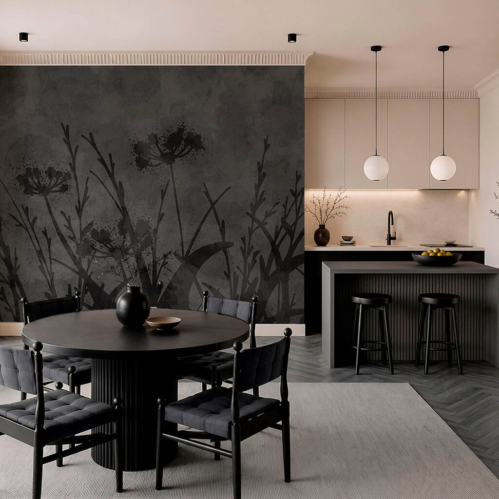 Wall mural Black and white image of flowers (SKU: t01087)