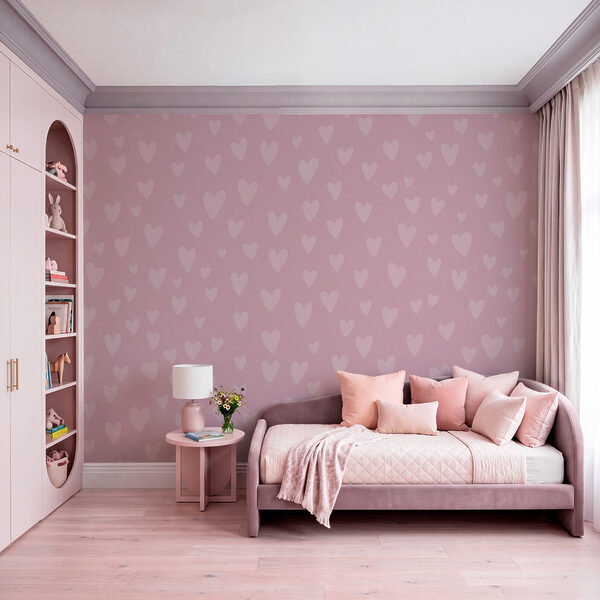 Wall mural Pink background with hearts (SKU: t01088)