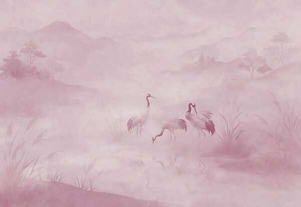 Wall mural Group of birds in a foggy landscape (SKU: t01089v1) Wall mural Group of birds in a foggy landscape (SKU: t01089v1)