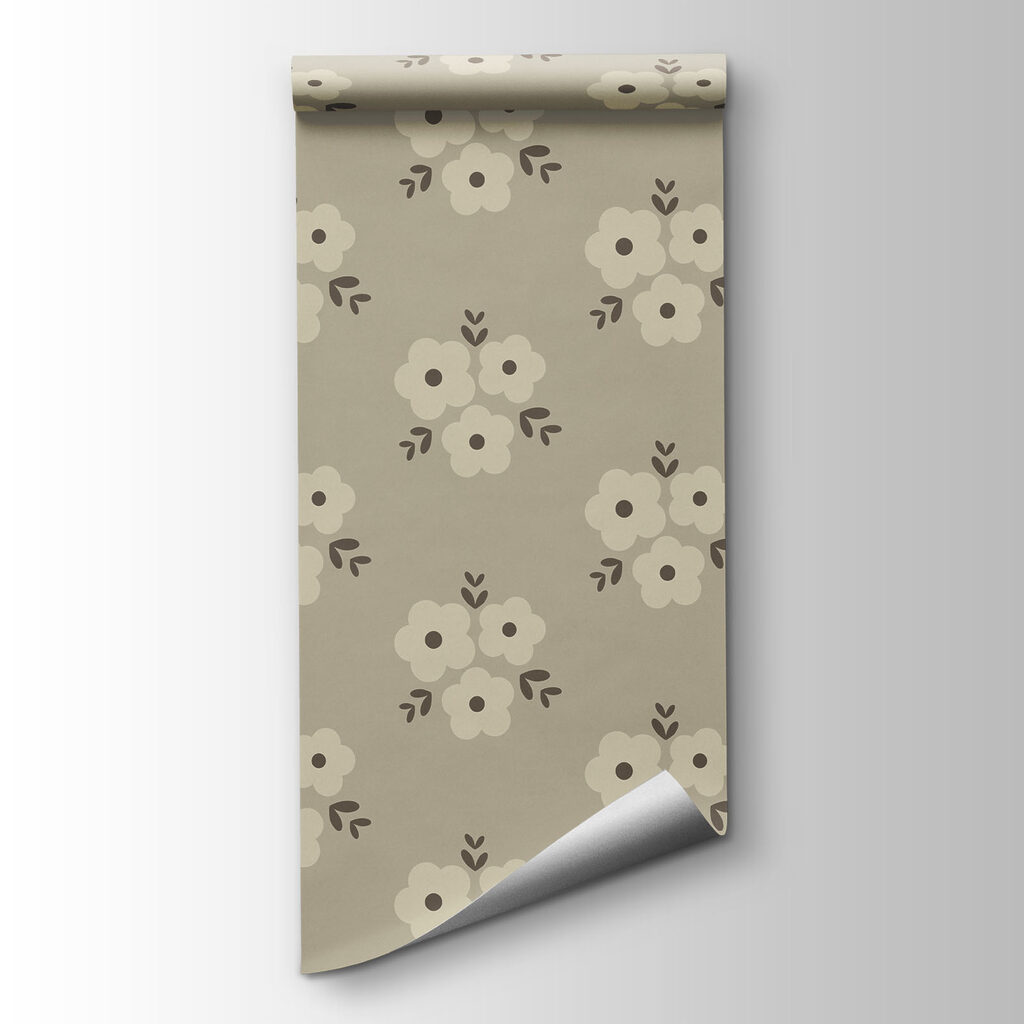 Wall mural Pattern of flowers on a beige background (SKU: t01079) Wall mural Pattern of flowers on a beige background (SKU: t01079)