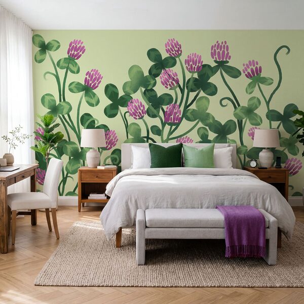 Wall mural - Vibrant blooms in lush greenery (SKU: t01121) Wall mural - Vibrant blooms in lush greenery (SKU: t01121)