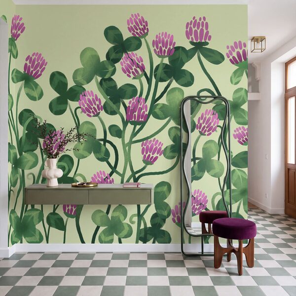 Wall mural - Vibrant blooms in lush greenery (SKU: t01121) Wall mural - Vibrant blooms in lush greenery (SKU: t01121)