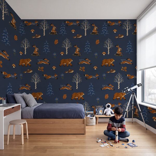 Wall mural Pattern of animals and trees (SKU: t01126v1)