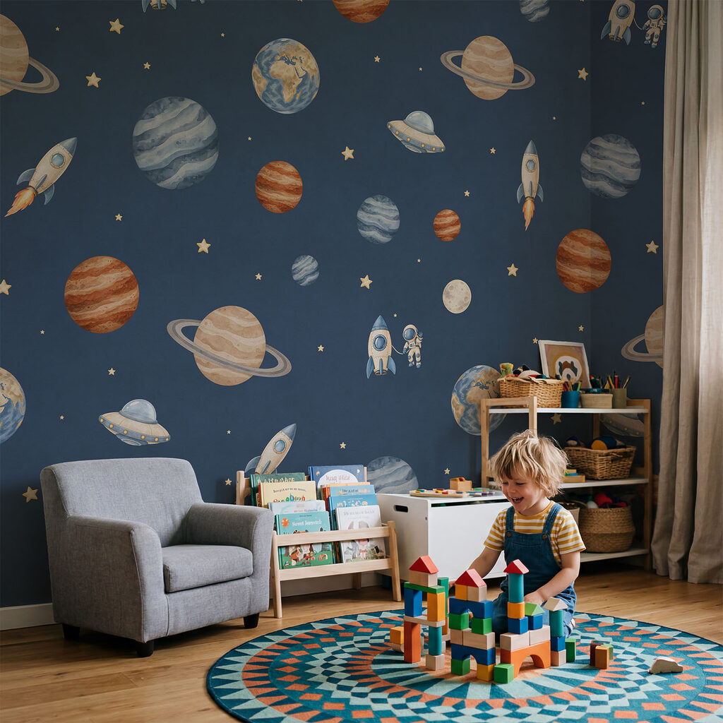 Wall mural Rocketing through a cosmic adventure (SKU: t01128) Wall mural Rocketing through a cosmic adventure (SKU: t01128)
