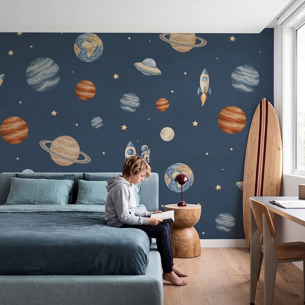 Wall mural Rocketing through a cosmic adventure (SKU: t01128) Wall mural Rocketing through a cosmic adventure (SKU: t01128)