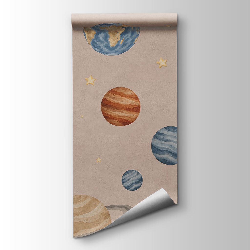 Wall mural Pattern of planets and rockets (SKU: t01128v2)
