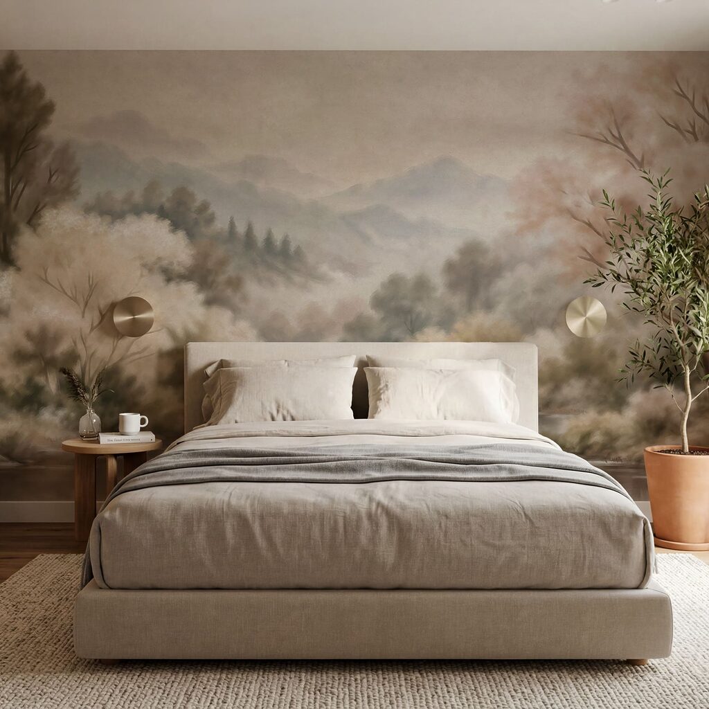 Wall mural River with trees and mountains in the background (SKU: t01130)