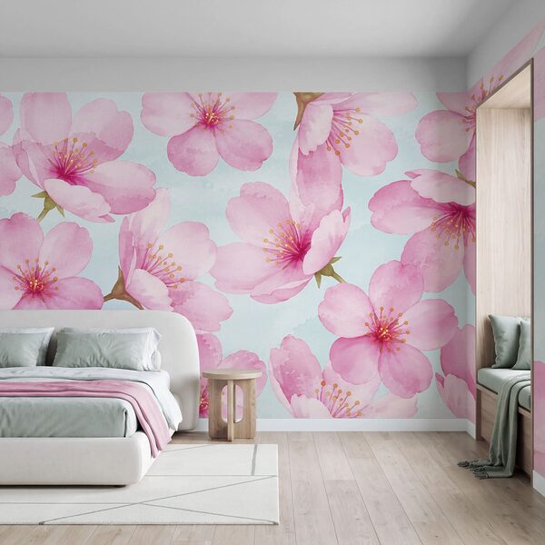 Wall mural Pattern of pink flowers (SKU: t01132)