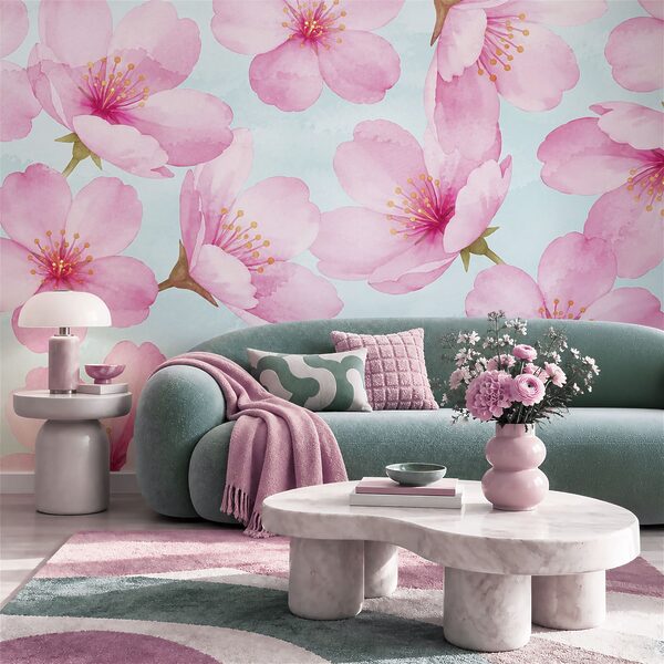 Wall mural Pattern of pink flowers (SKU: t01132)