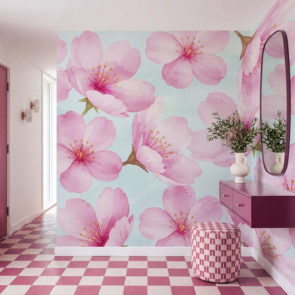 Wall mural Pattern of pink flowers (SKU: t01132)