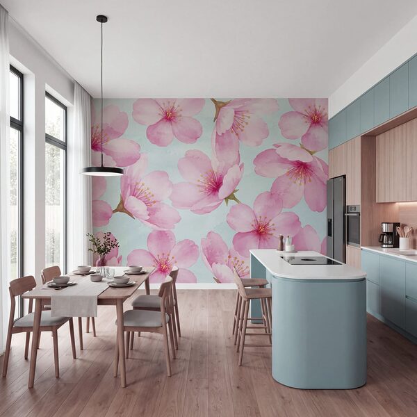 Wall mural Pattern of pink flowers (SKU: t01132)
