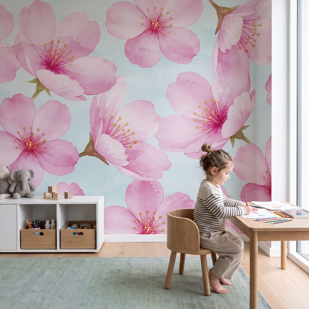 Wall mural Pattern of pink flowers (SKU: t01132)