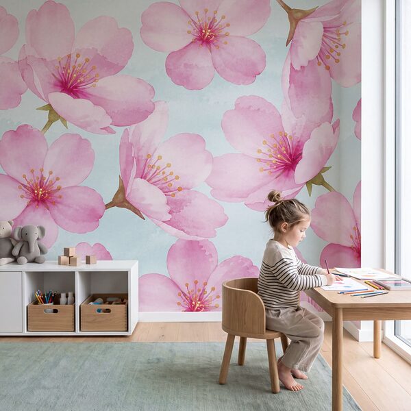 Wall mural Pattern of pink flowers (SKU: t01132)